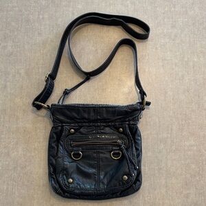 Source Unknown Black Crossbody Bag with Brass Accents